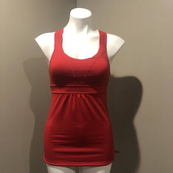 Athleta Tank Top XXS Red w/ Sports Bra Slim Fit Wide Racerback Straps - Picture 2 of 12